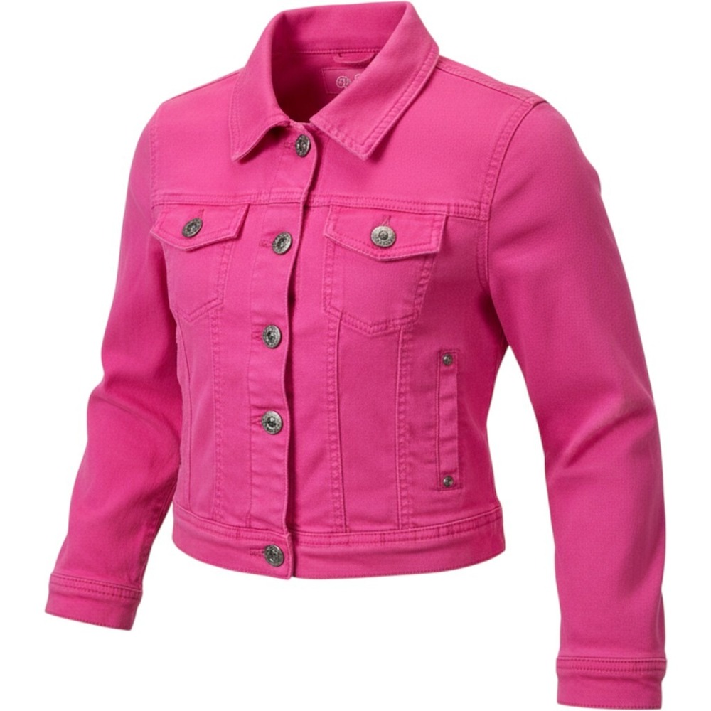 Ci Sono Denim Jacket Women Medium Pink Excellent Cropped Stretch Trucker JK5130
